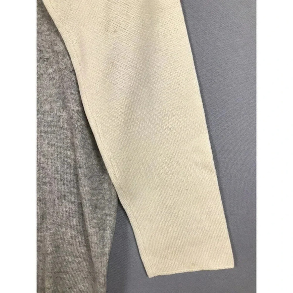 Vince WOOL CASHMERE Sweater Womens Size Medium Colorblock Gray Beige Bateau Neck - Picture 4 of 11